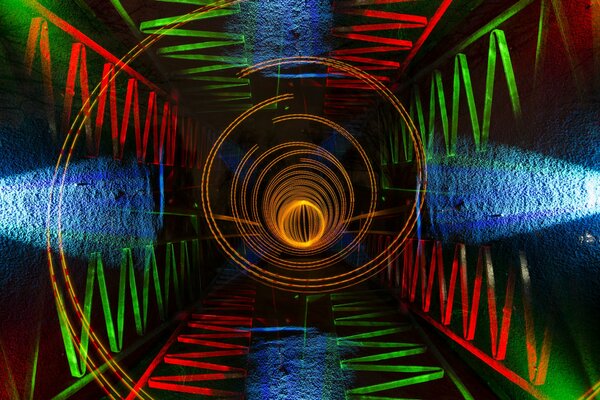 Linee ondulate astratte e spirale gialla