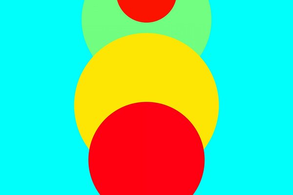 Red yellow and green circle on a blue background
