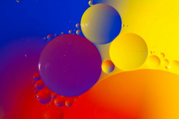 Colorful colorful bubbles are painted very realistically