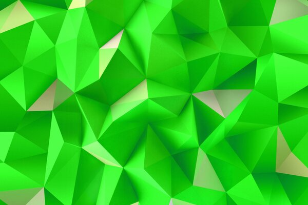Desktop wallpaper with abstract pattern of green triangles