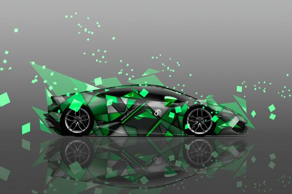 Fond d écran vert Lamborghini vue latérale