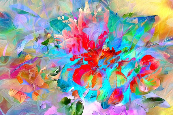 Abstract background with multicolored lines, colors and petals