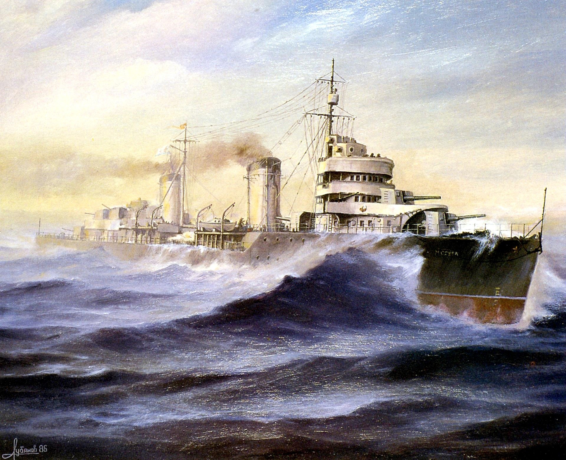 war sea leader moscow in a combat campaign pattern canvas oil an artist lubyanov