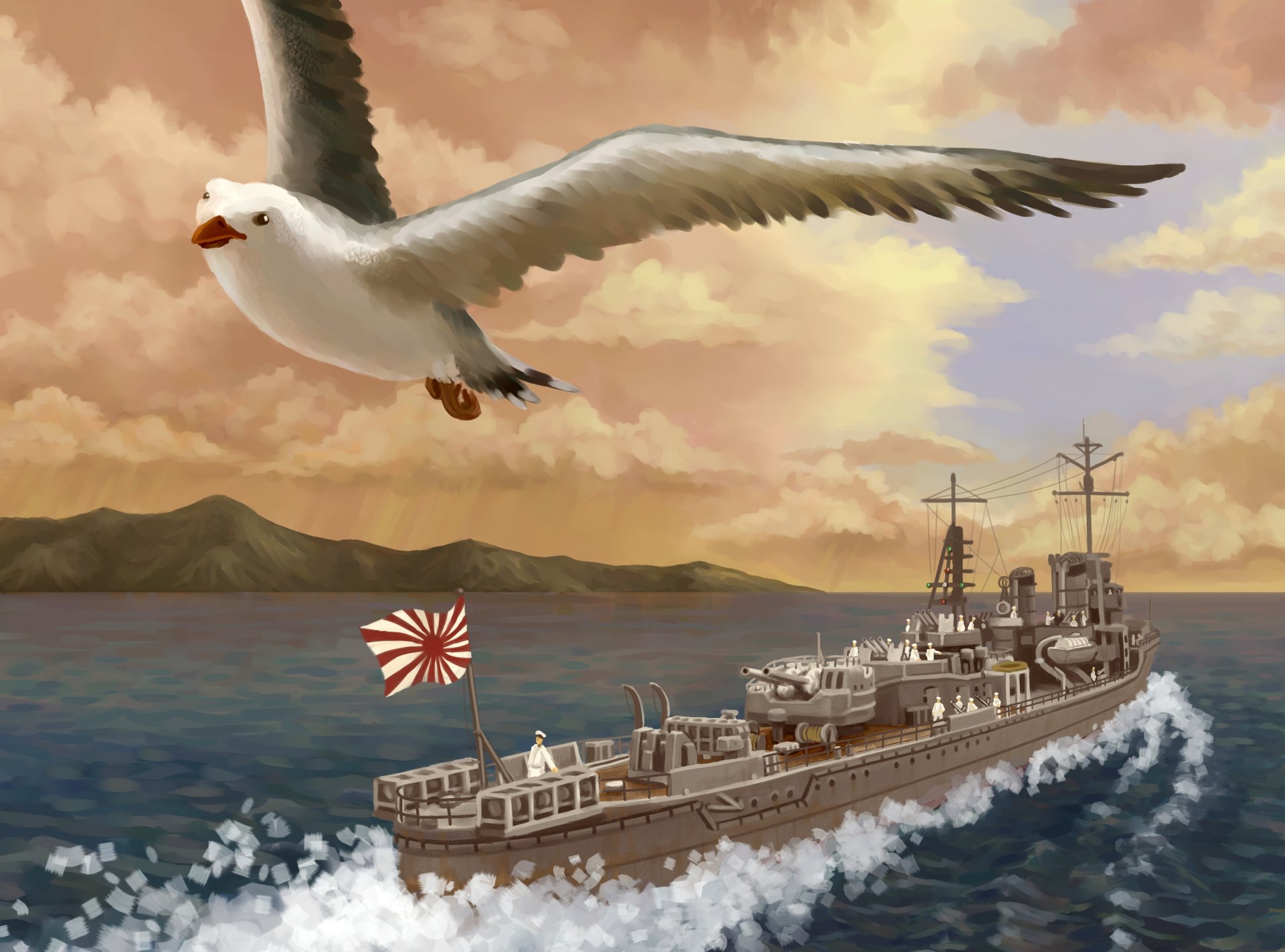 art sea seagull poultry ship