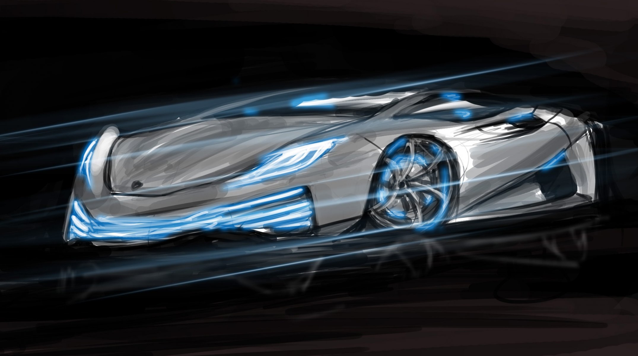 kunst porsche auto zeichnung dunkler hintergrund supercar