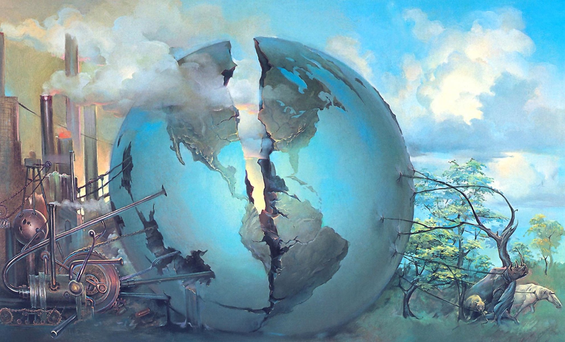 surrealismo john pitre globo crepa animali