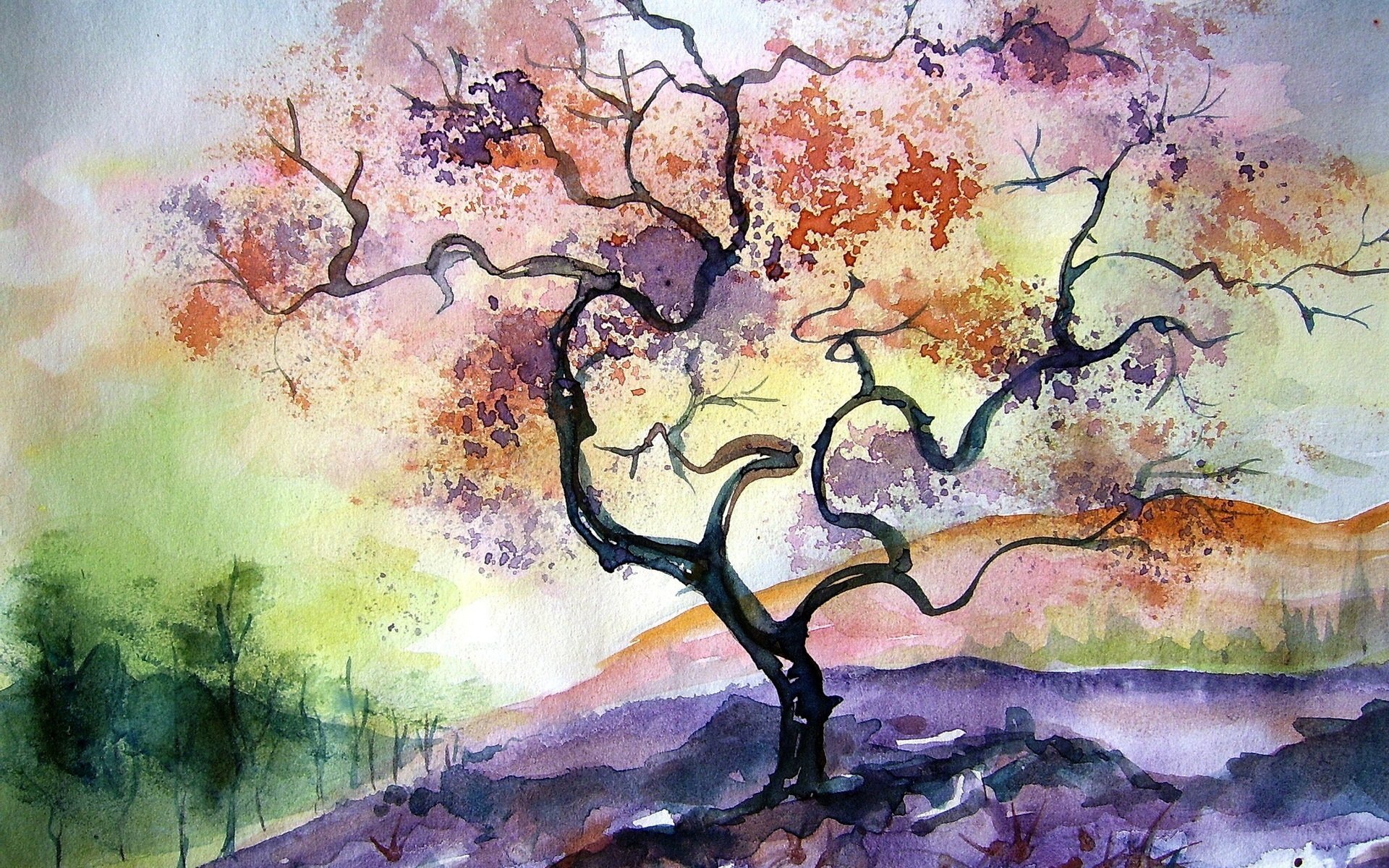 art aquarelle nature automne