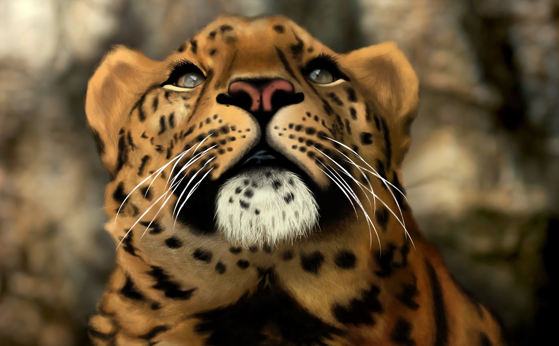 arte gatto selvaggio leopardo predatore testa muso