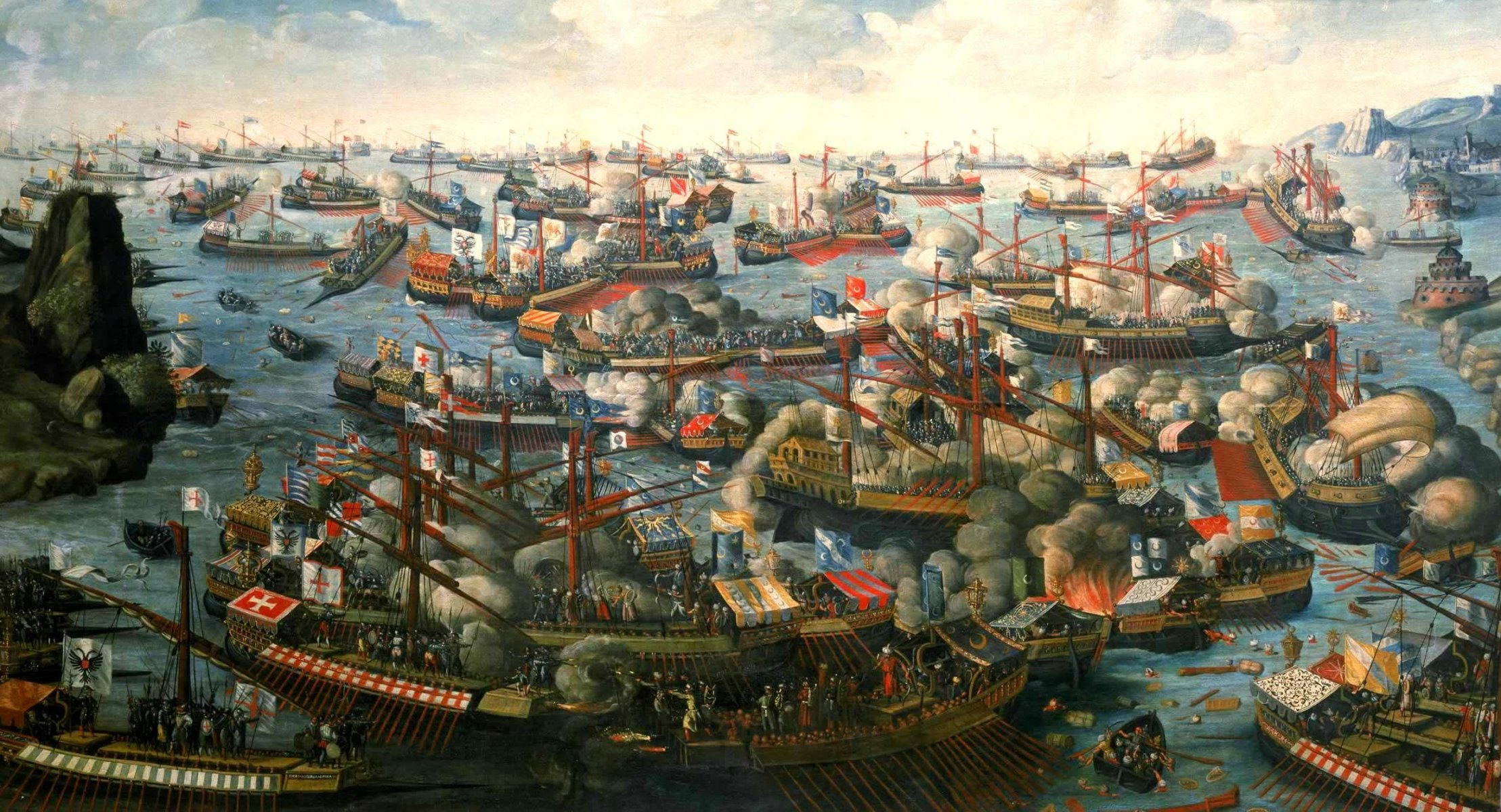 bitwa pod lepanto 7 października 1571 scrofa point zatoka patras bitwa morska między flotami świętej ligi i imperium osmańskiego obraz olejny na płótnie