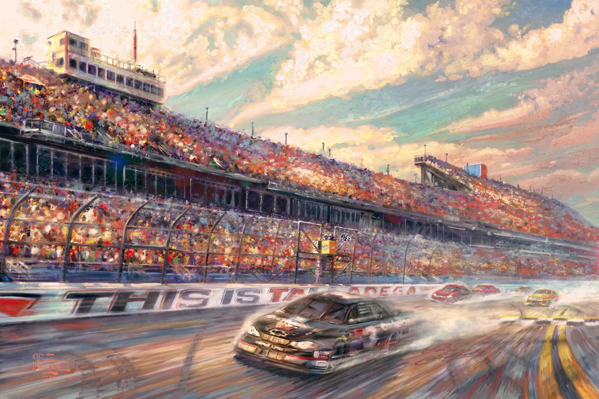 these are talladega thomas kincaid painting talladega superspeedway international circuit lincoln speedway motorsport racing cars track speed freeway race track speedway sport