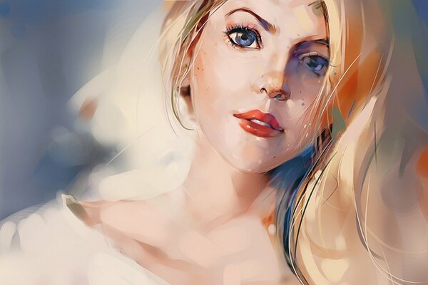 Painted blonde girl with blue eyes