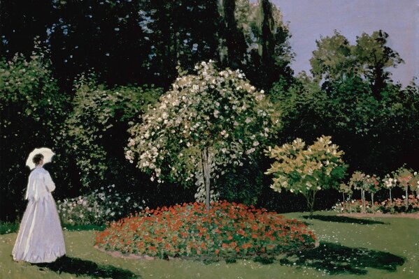 Claude Monet ist eine Frau im Garten