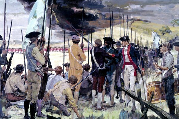 Pittura A Olio Battaglia di Bunker Hill