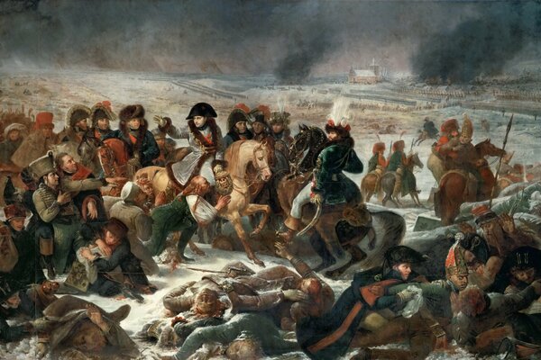 Napoleon on horseback at the Battle of Eylau