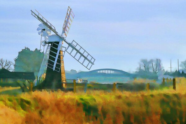 Moulin à vent avec pompe à eau