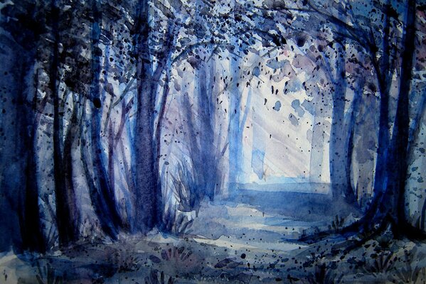 Paysage de forêt enchantée à l aquarelle