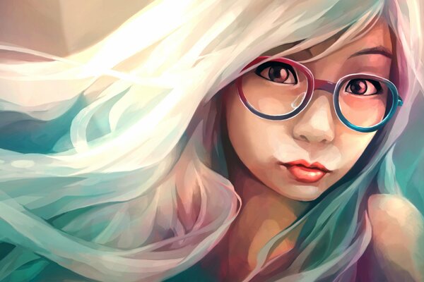 Portrait of a mysterious girl with glasses