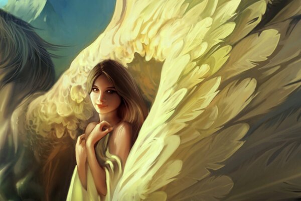Art drawing of Pegasus and a girl