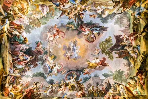 Colorful fresco in the Royal Palace of Caserta