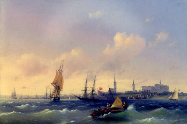 Pintura Aivazovsky mar batalla