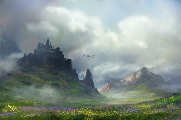 Painted castle landscape