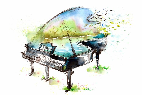 Arte foto pianos acuarela