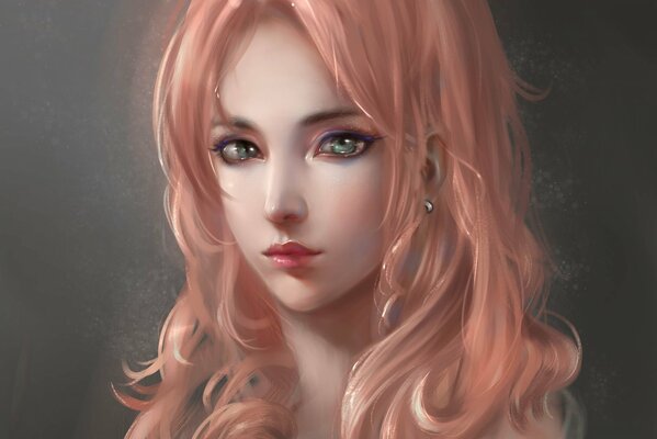 Pink-haired girl with a pretty face