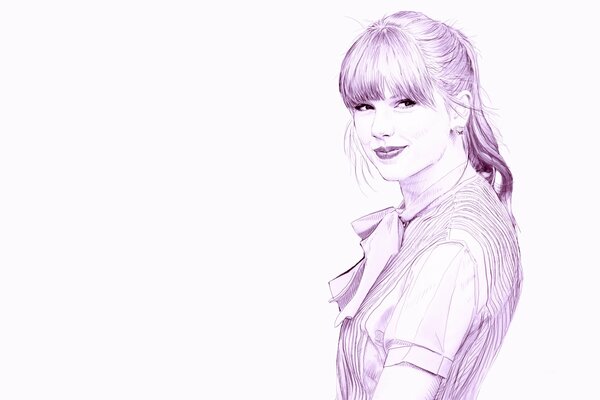 Art drawing of a smiling Taylor Swift