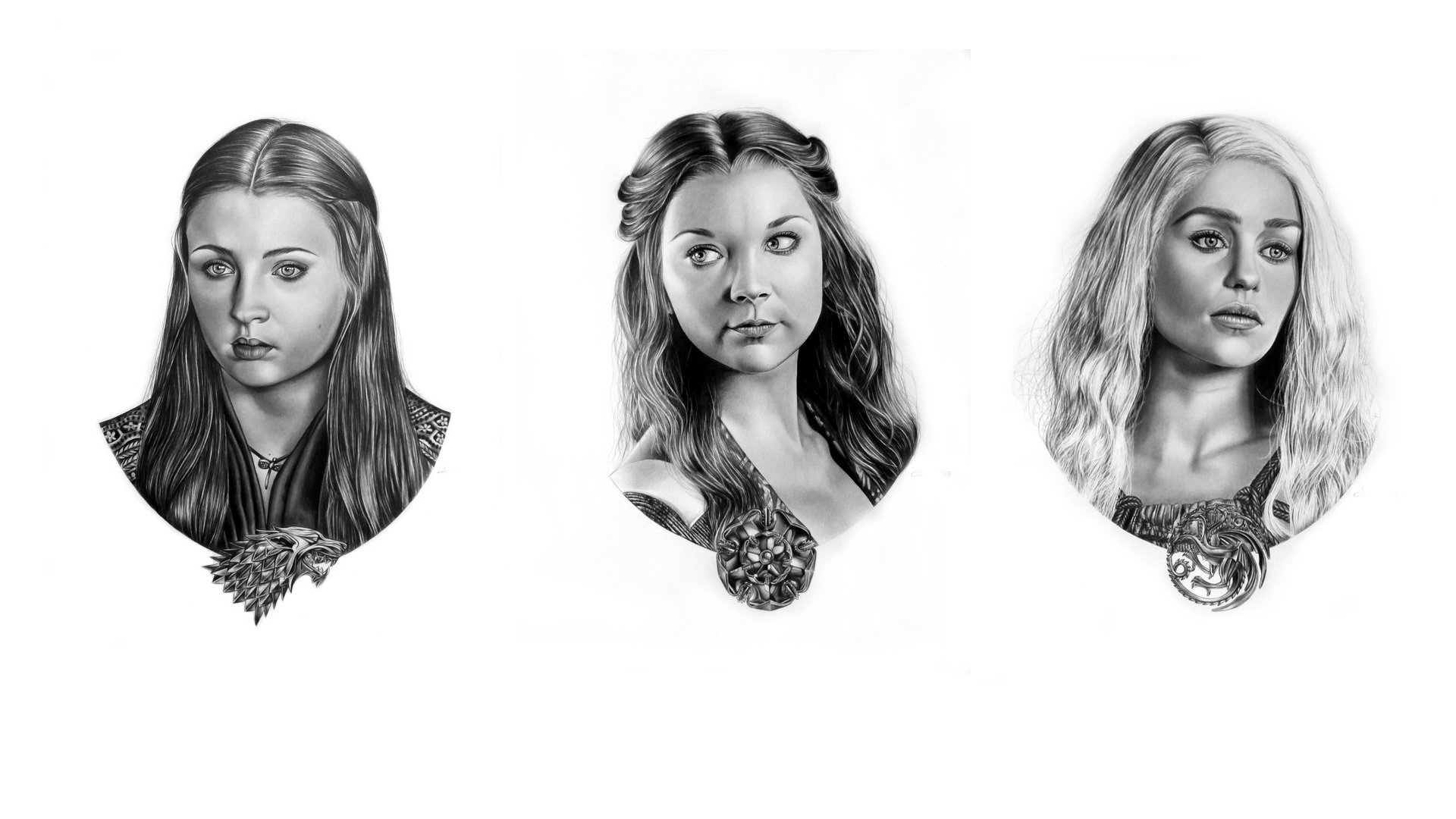 game of thrones sansa stark margaery tyrell daenerys targaryen portraits armoiries dessin crayon