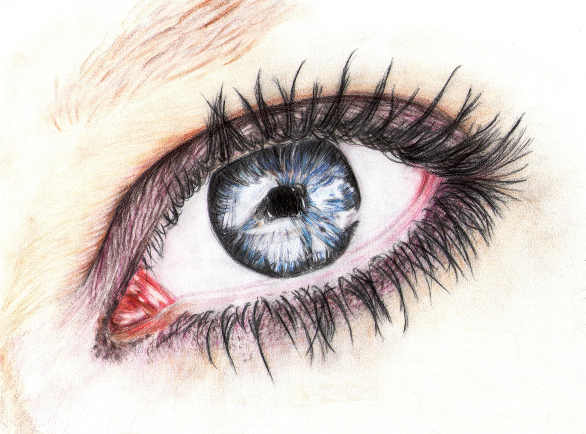 malerei bleistift auge wimpern