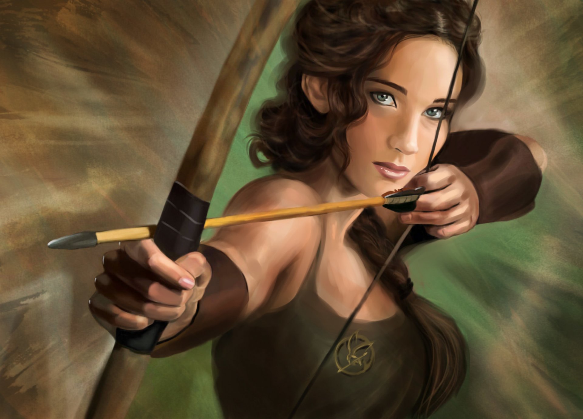 katniss everdeen i giochi della fame jennifer lawrence arte arco freccia