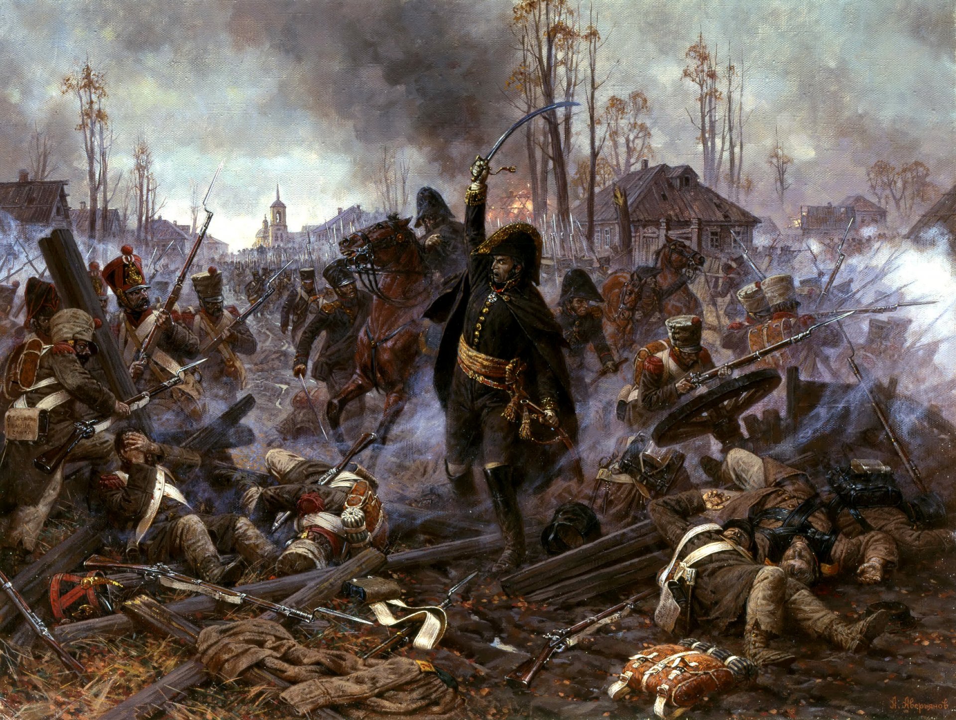 pintura 1224 octubre 1812goda guerra patriótica óleo sobre lienzo alexander yuryevich averyanov