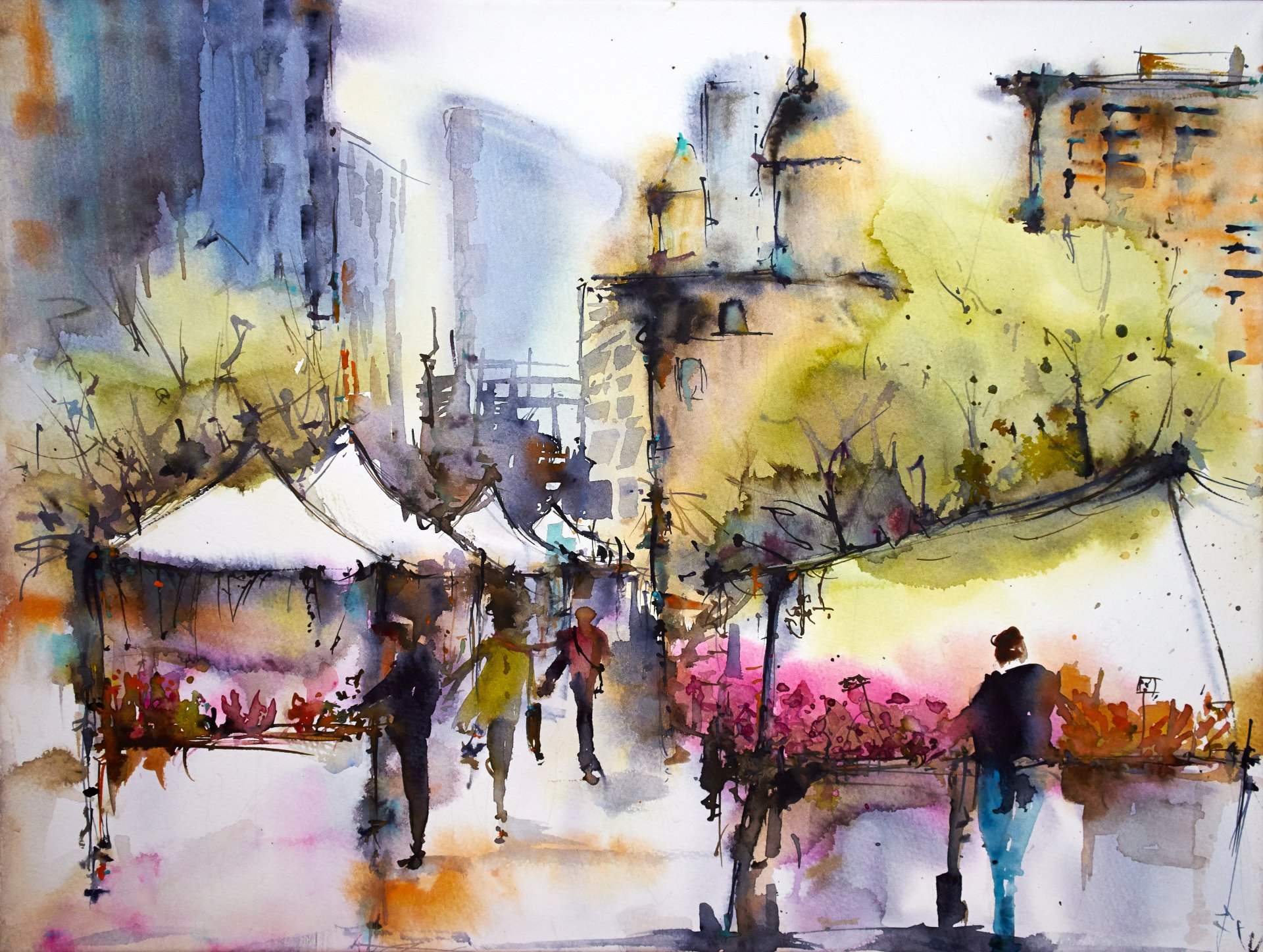 town mar spring watercolor