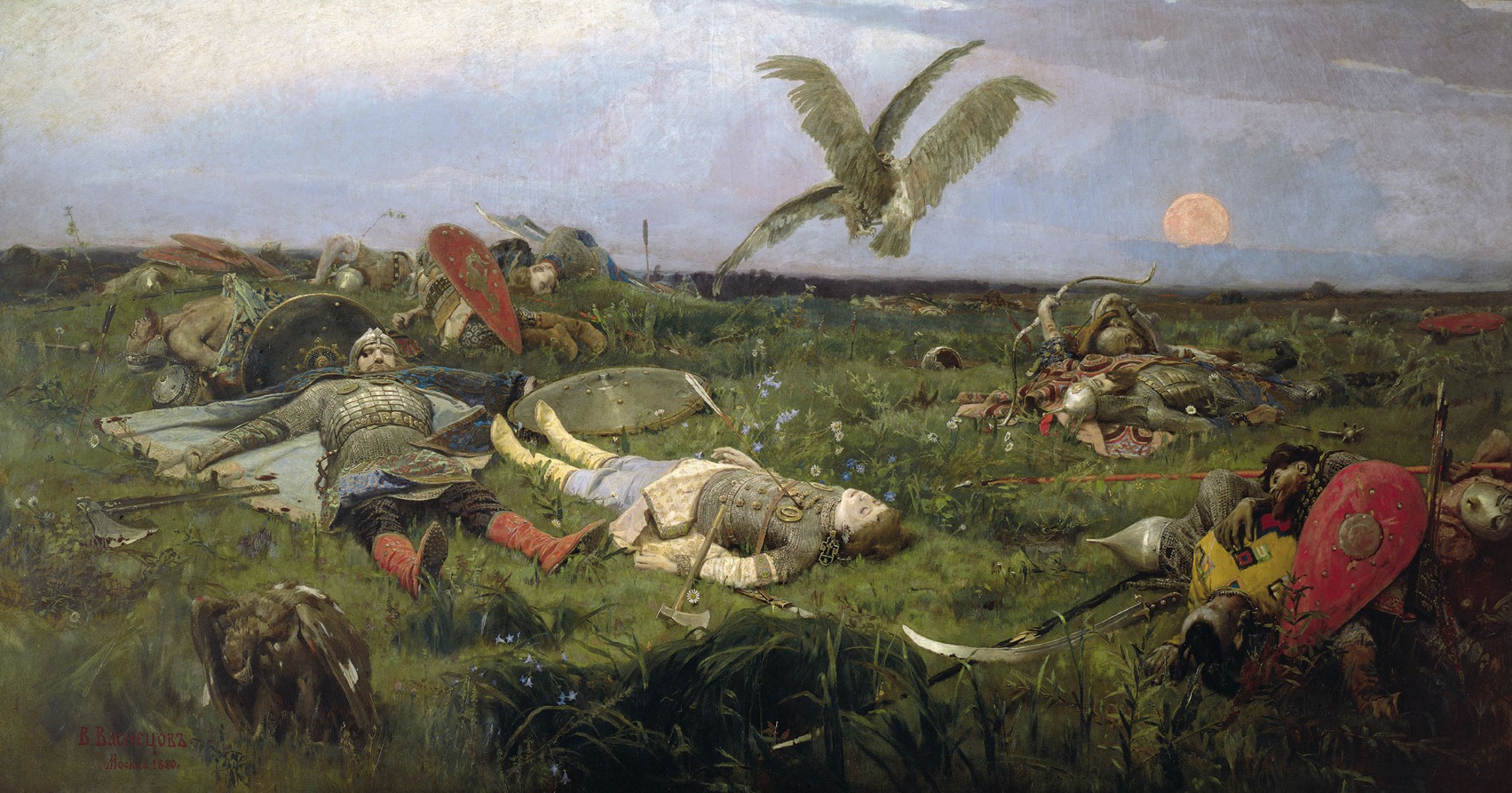 viktor vasnetsov after the battle of igor s polovtsy pattern heroes history bird