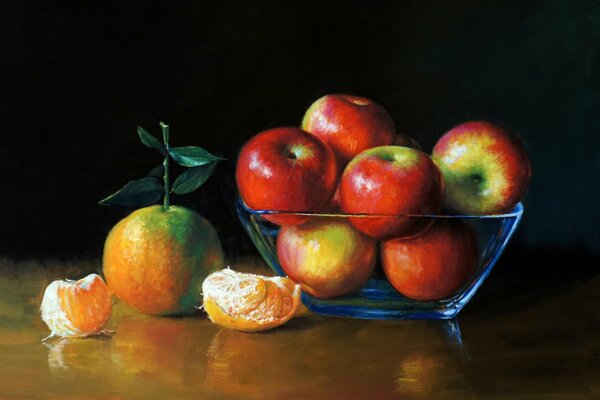 A picturesque composition of fruits on the table