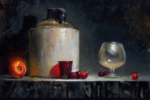 Still life on a dark background