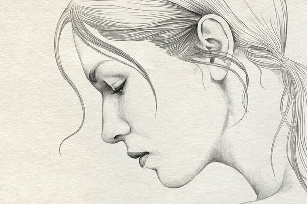 Beautiful portrait of a girl in pencil