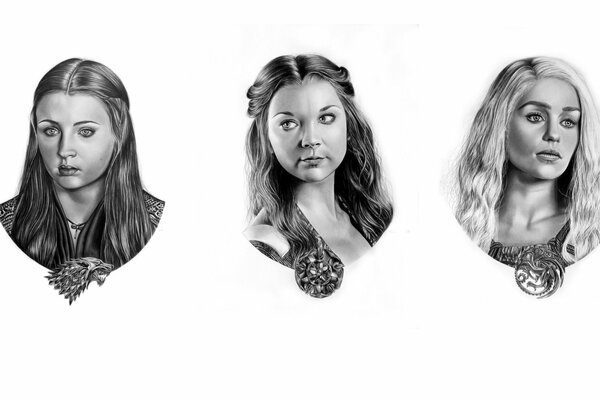 Croquis au crayon des personnages de Game of Thrones