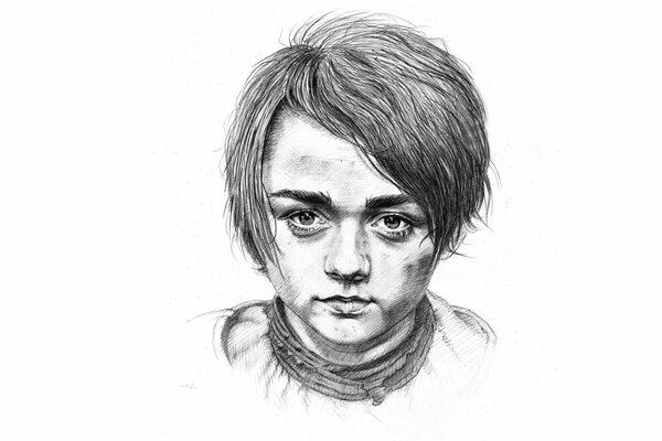 Dibujo a lápiz de Maisie Williams