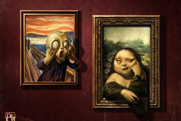 Kunstobjekt Gemälde von Mona Lisa und der Schrei