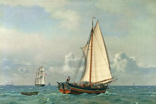 Dipinto Il Mare del pittore danese Christopher Wilhelm Eckersberg, Dipinto Ad Olio Su Tela