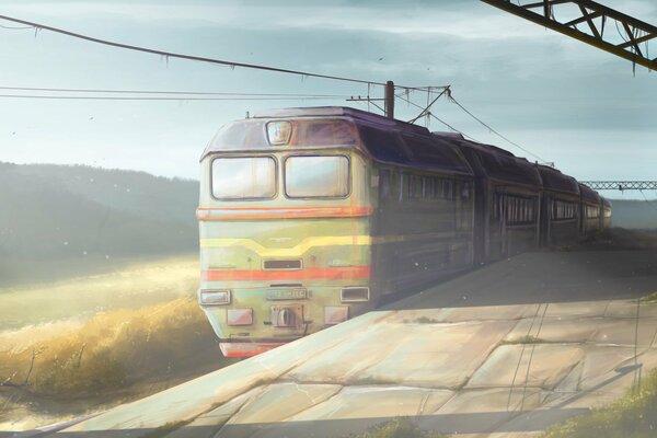 Perón estación tren pintura