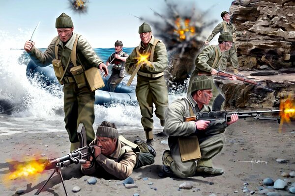 Высадка британских солдат на берег