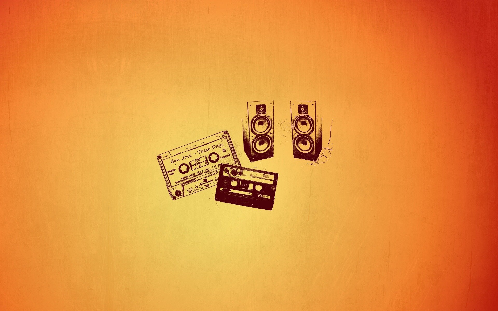 minimalismo arte naranja fondo brillo cassette altavoces creativo creativo