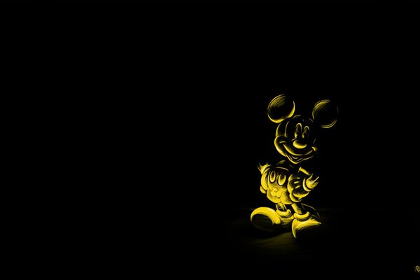 Topolino giallo su sfondo nero