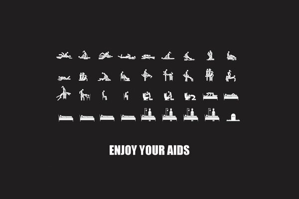 Anti-AIDS advertising, vector drawing on a black background