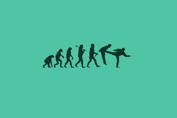 Sarkastisches Bild zum Thema menschliche Evolution