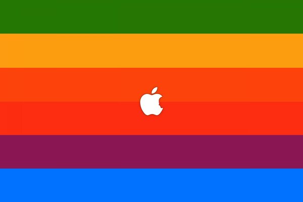 Logotipo de Apple en el fondo de rayas brillantes