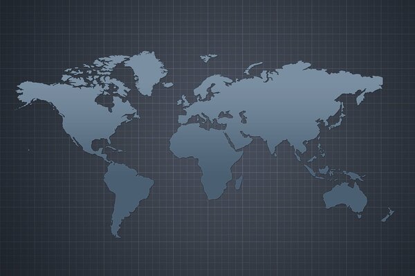 Continents on a gray grid background