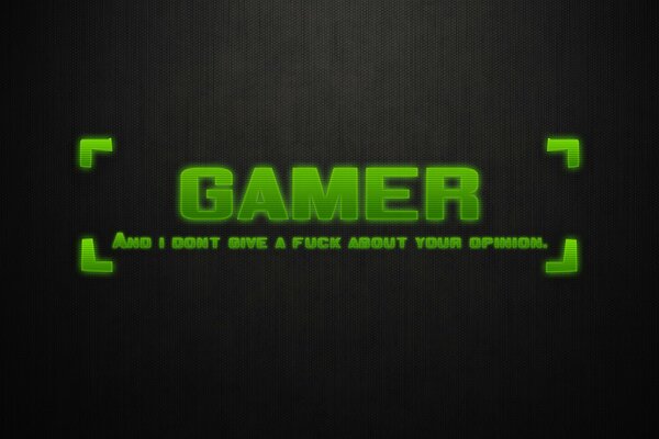 Green inscription gamer on a black background